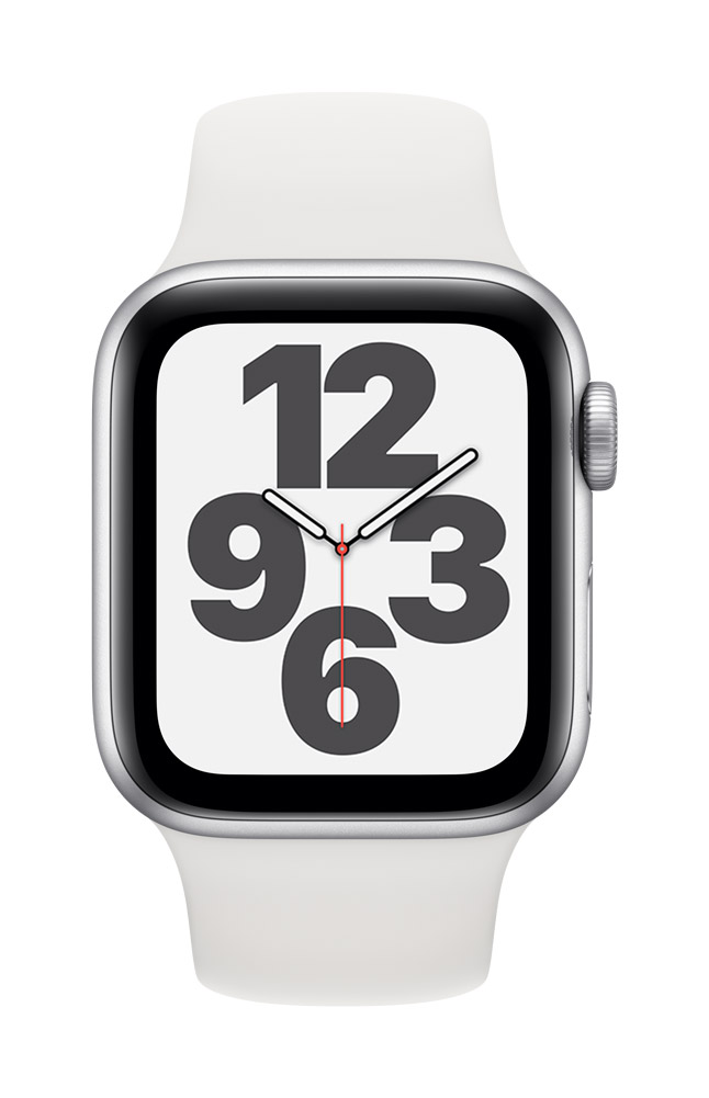 Apple_Watch_SE_GPS_40mm_Silver_Aluminum_White_Sport_Band_Pure_Front_Screen__USEN
